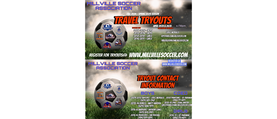 Travel Team Tryouts!  April 25th & April 26th!